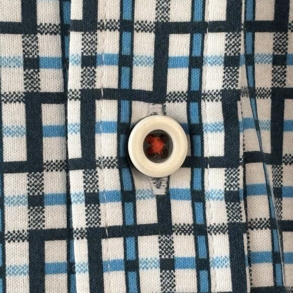 Buttercloth Mens Shirt XL Blue Black White Plaid Business Casual Flip Cuff Relax - Picture 9 of 10